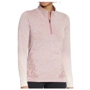 Calia Women’s S Rose Pink 1/4 Zip Athletic Pullover Laser Cutout Long Sleeve